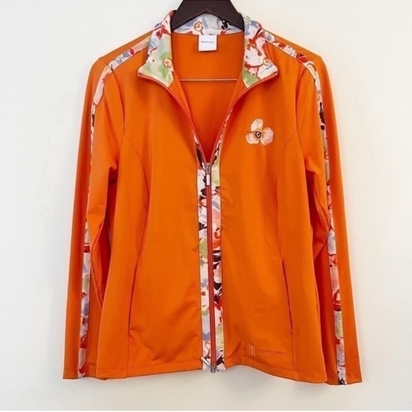 Madeleine Floral Two Way Zip Up Track Jacket Size 10 Orange Multi Color - Picture 1 of 11